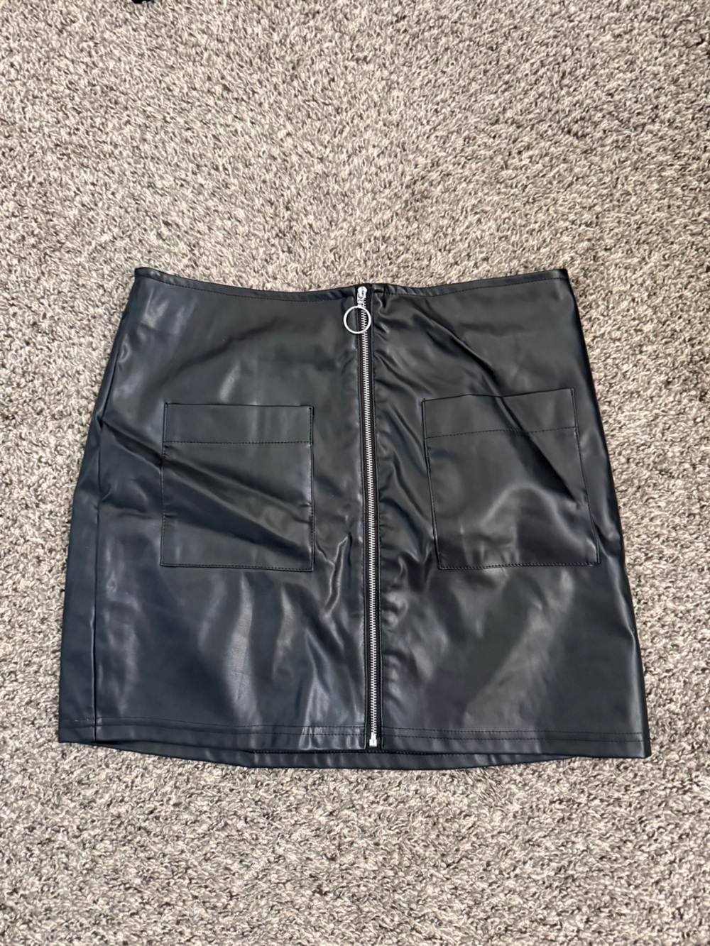 SHEIN Black Faux Leather Skirt with Interior Lining